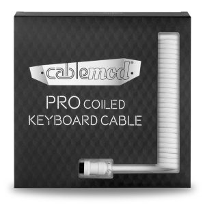 CableMod Pro Coiled Keyboard Cable USB-C to USB Type A, Glacier White - 150cm