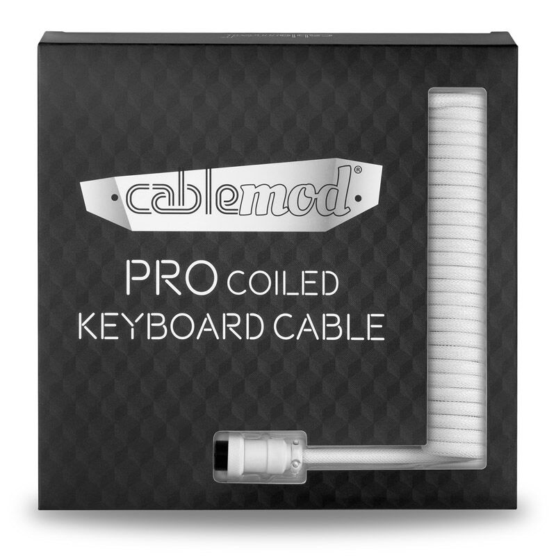 CableMod Pro Coiled Keyboard Cable USB-C to USB Type A, Glacier White - 150cm
