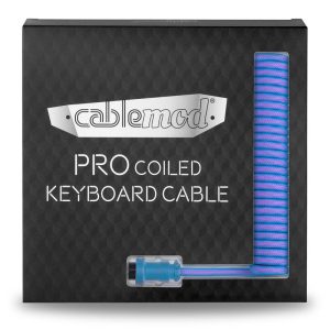 CableMod Pro Coiled Keyboard Cable USB-C to USB Type A, Galaxy Blue - 150cm