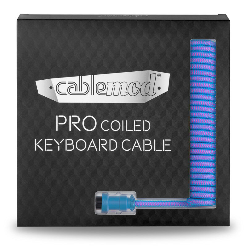 CableMod Pro Coiled Keyboard Cable USB-C to USB Type A, Galaxy Blue - 150cm