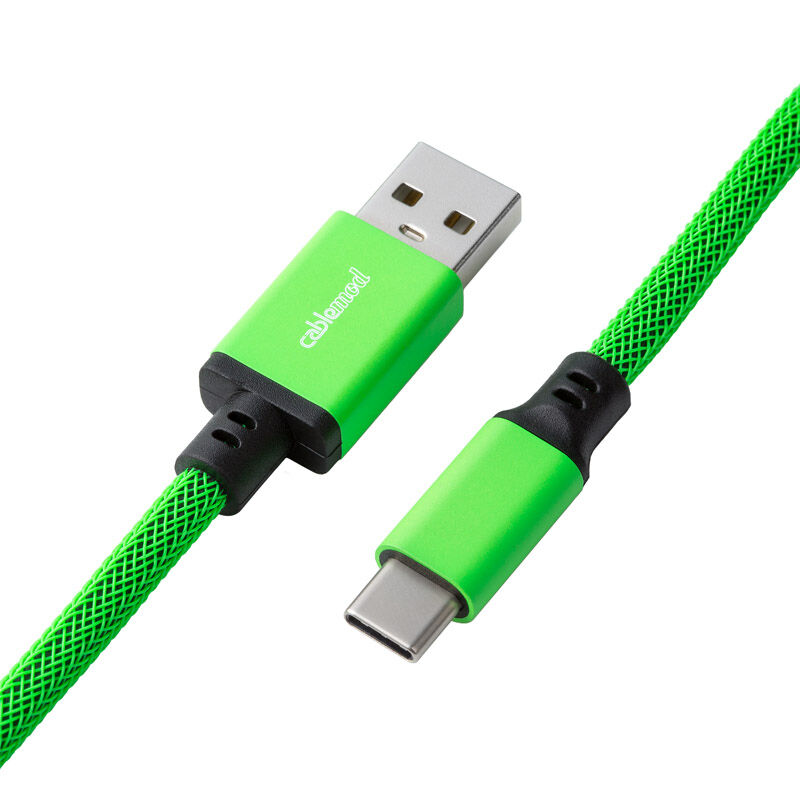 CableMod Pro Coiled Keyboard Cable USB-C to USB Type A, Viper Green - 150cm