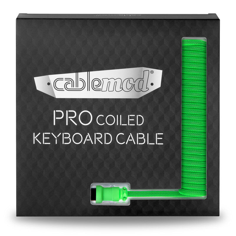 CableMod Pro Coiled Keyboard Cable USB-C to USB Type A, Viper Green - 150cm