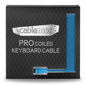 CableMod Pro Coiled Keyboard Cable Micro-USB to USB Type A, Specturm Blue - 150cm