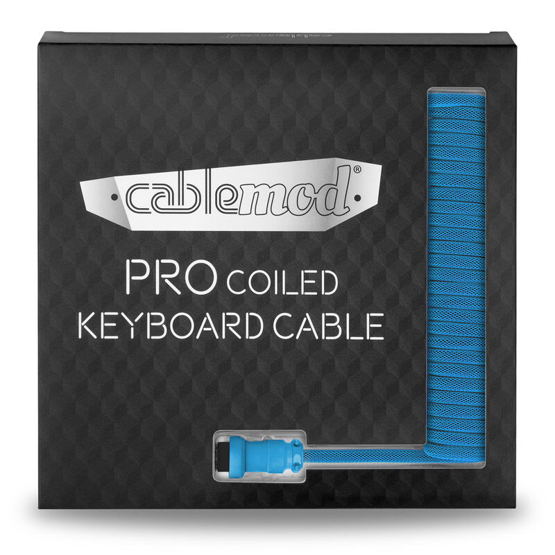 CableMod Pro Coiled Keyboard Cable Micro-USB to USB Type A, Specturm Blue - 150cm