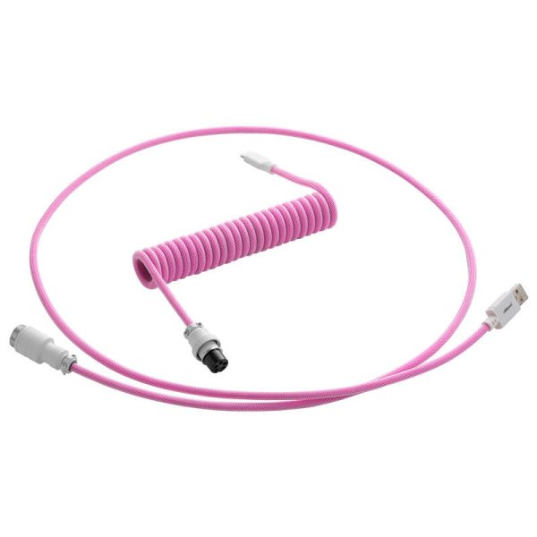 CableMod Pro Coiled Keyboard Cable USB-C to USB Type A, Strawberry Cream – 150cm