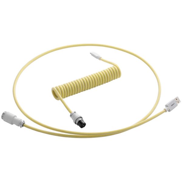 CableMod Pro Coiled Keyboard Cable USB-C to USB Type A, Lemon Ice – 150cm