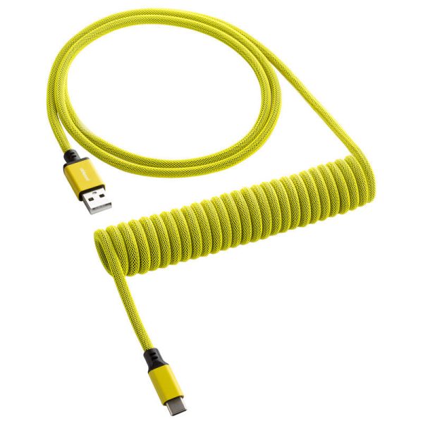 CableMod Classic Coiled Keyboard Cable USB-C to USB Type A, Dominator Yellow – 150cm