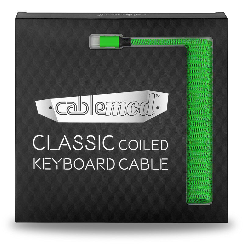 CableMod Classic Coiled Keyboard Cable USB-C to USB Type A, Viper Green - 150cm