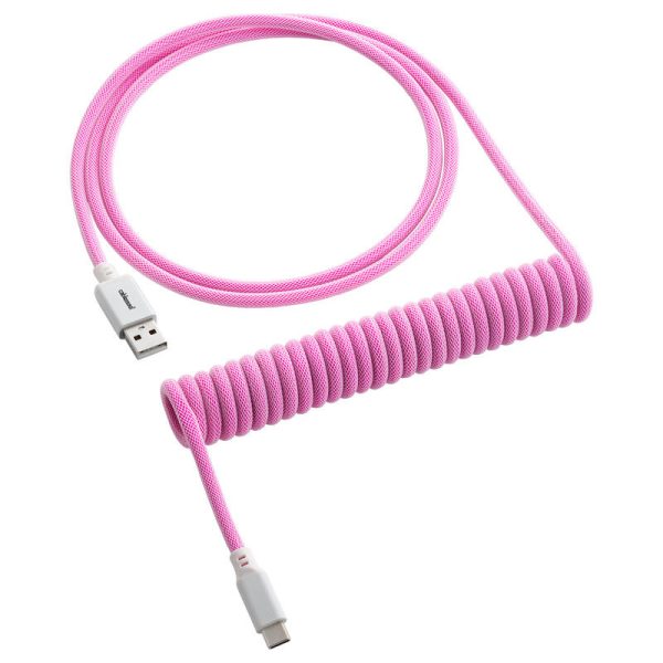CableMod Classic Coiled Keyboard Cable USB-C to USB Type A, Strawberry Cream – 150cm