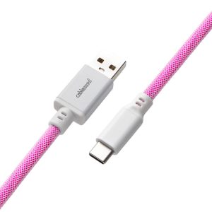 CableMod Classic Coiled Keyboard Cable USB-C to USB Type A, Strawberry Cream - 150cm