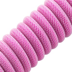 CableMod Classic Coiled Keyboard Cable USB-C to USB Type A, Strawberry Cream - 150cm