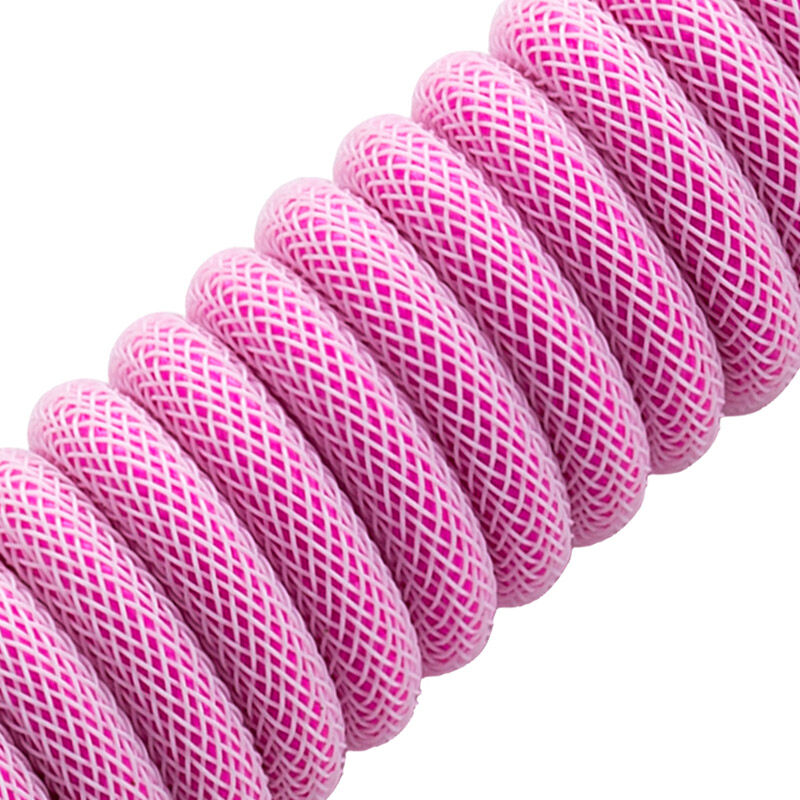 CableMod Classic Coiled Keyboard Cable USB-C to USB Type A, Strawberry Cream - 150cm