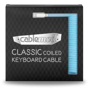 CableMod Classic Coiled Keyboard Cable USB-C to USB Type A, Blueberry Cheesecake - 150cm