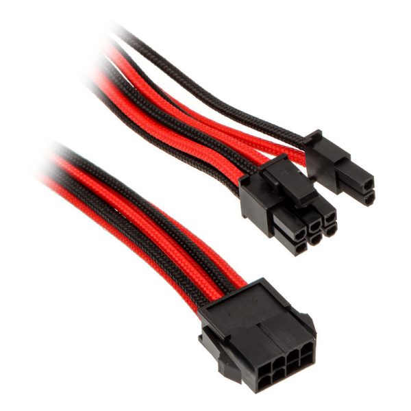 Phanteks 6 + 2-pin PCIe extension 50cm – sleeved black / red