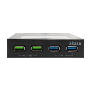 Akasa USB 3.1 Gen2 and Quick Charge Panel 5.25 inches - black