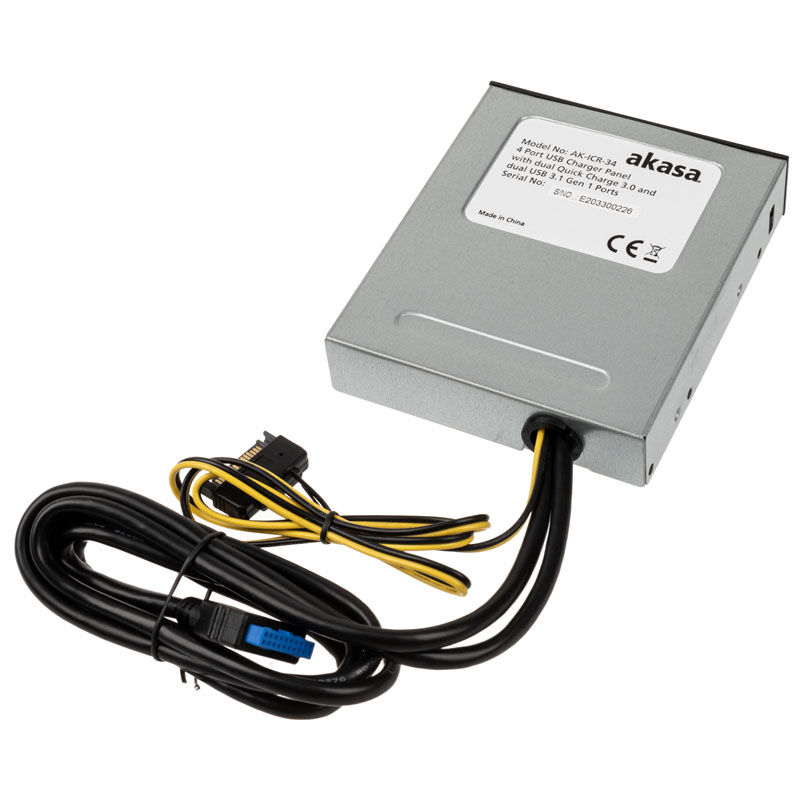 Akasa USB 3.1 Gen2 and Quick Charge Panel 5.25 inches - black