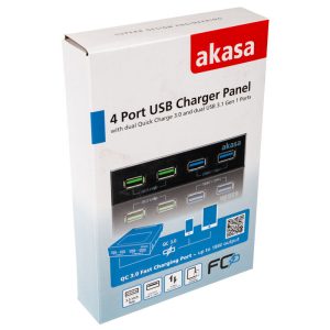Akasa USB 3.1 Gen2 and Quick Charge Panel 5.25 inches - black