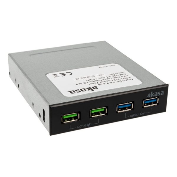 Akasa USB 3.1 Gen2 and Quick Charge Panel 5.25 inches – black