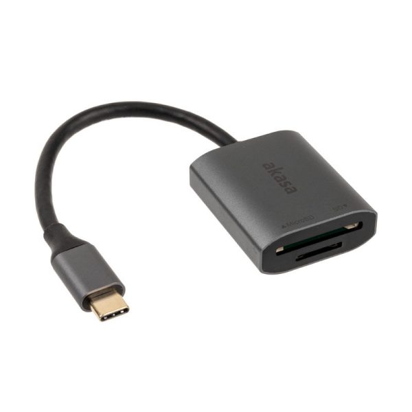 Akasa USB 3.2 Gen1 Type-C Dual Card Reader – silver