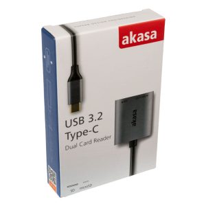 Akasa USB 3.2 Gen1 Type-C Dual Card Reader - silver