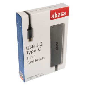 Akasa USB 3.2 Gen1 Type-C 3-in-1 Card Reader - silver