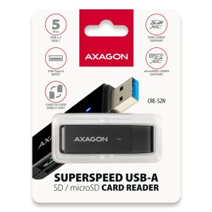 AXAGON CRE-S2N Card Reader USB-A 3.2 Gen 1, SD, microSD - black
