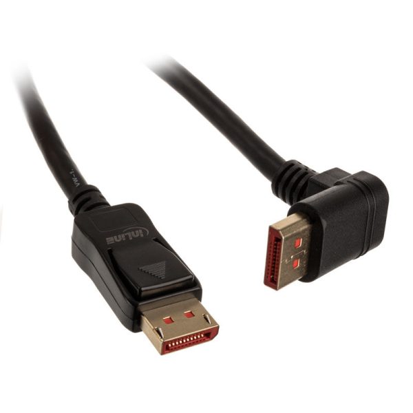 InLine 8K4K DisplayPort cable, angled upwards, black – 2m