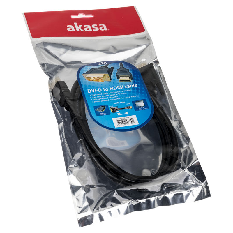 Akasa DVI-D to HDMI cable - black - 2m : image 3