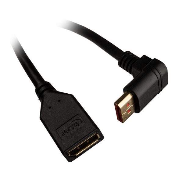 Inline DisplayPort adapter cable, 8K4K, angled upwards – 0.15m