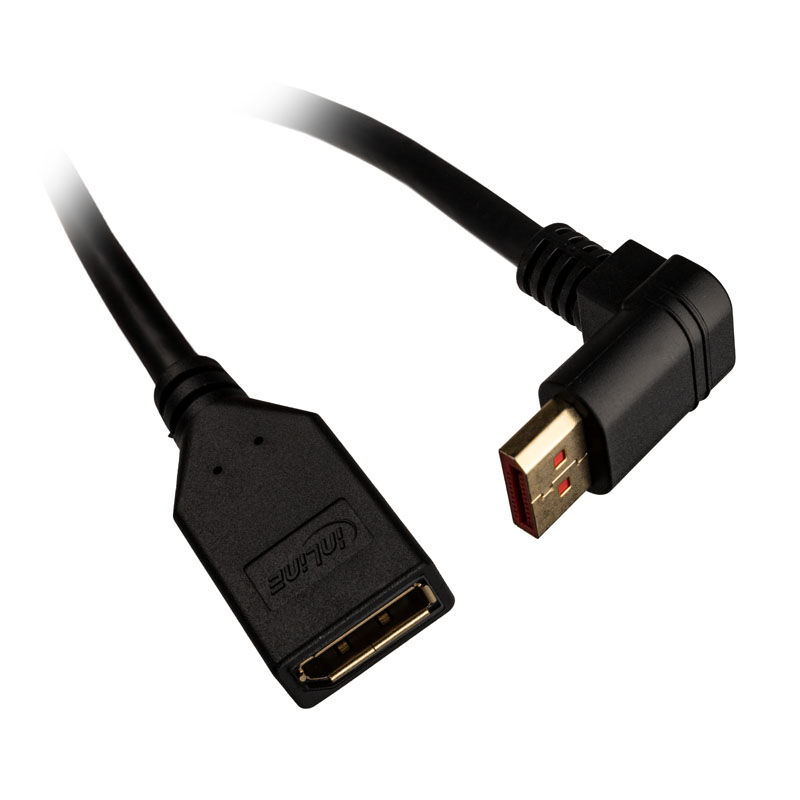 Inline DisplayPort adapter cable, 8K4K, angled upwards - 0.15m