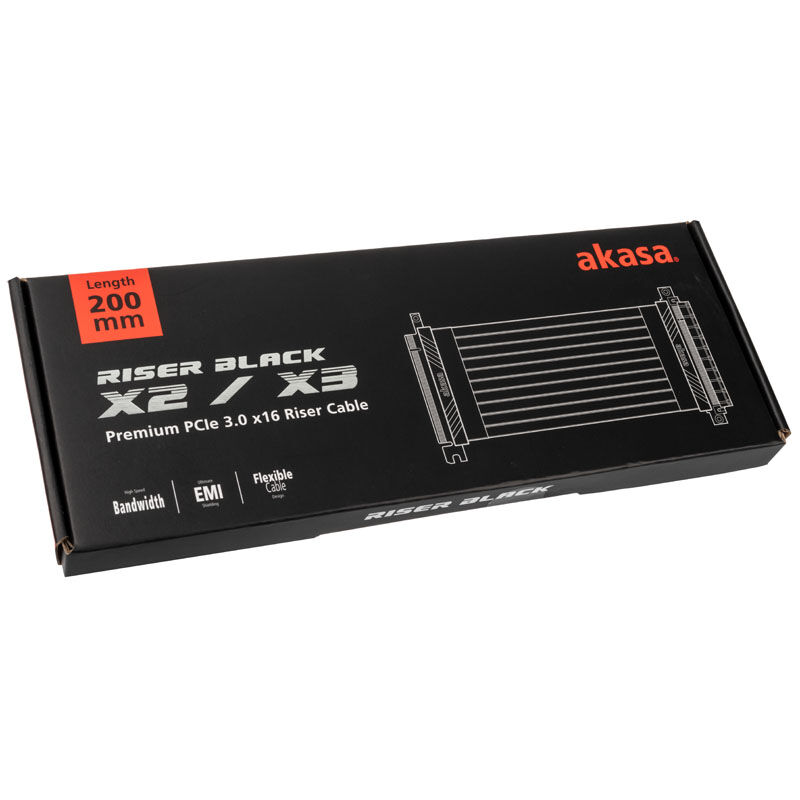 Akasa Riser Black X2, Premium PCIe 3.0 x 16 Riser Cable, 20cm - black : image 6