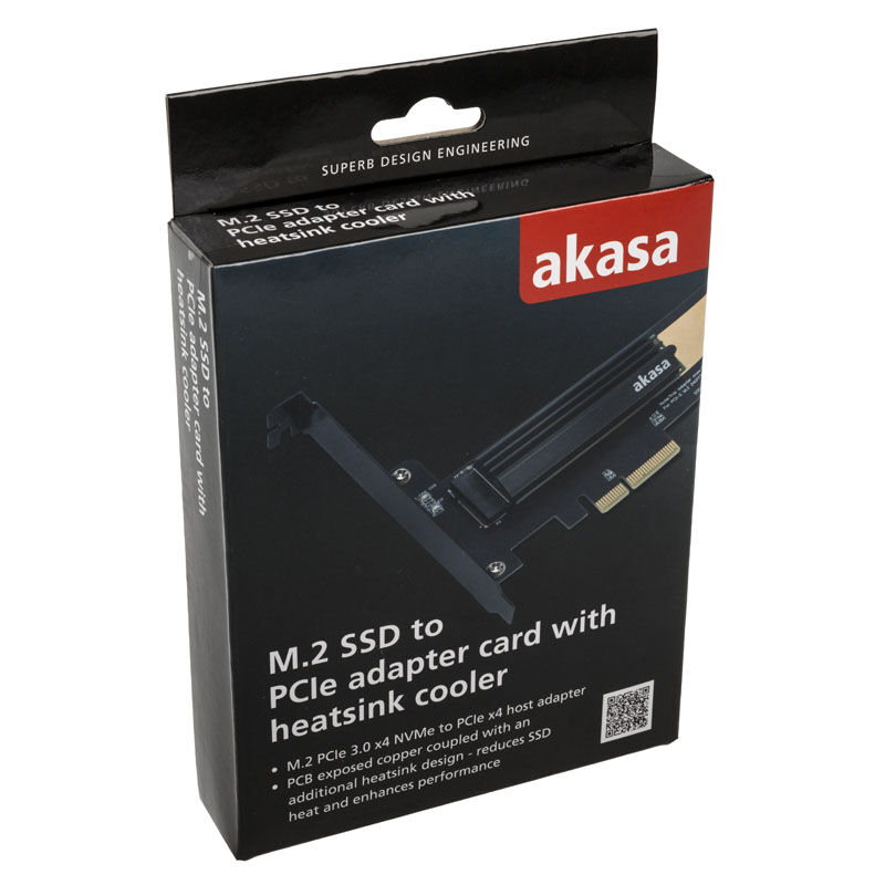 Akasa M.2 X4 PCI-E 3.0 Adapter Card - Black PCB