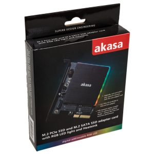 Akasa M.2 PCI-E SATA RGB LED Adapter Card