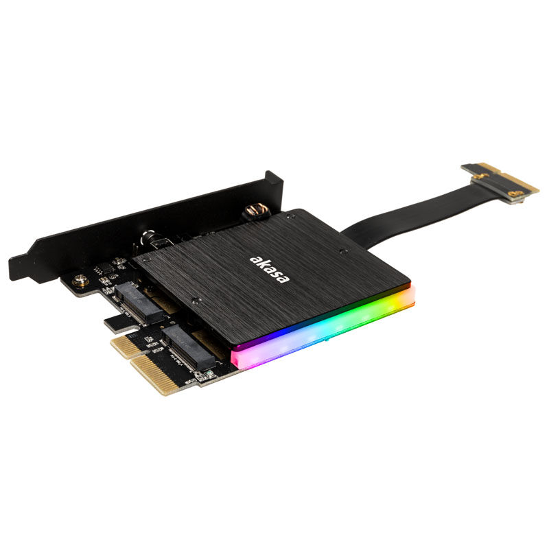 Akasa Dual M.2 PCI-E RGB LED Adapter Card