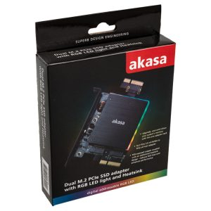 Akasa Dual M.2 PCI-E RGB LED Adapter Card