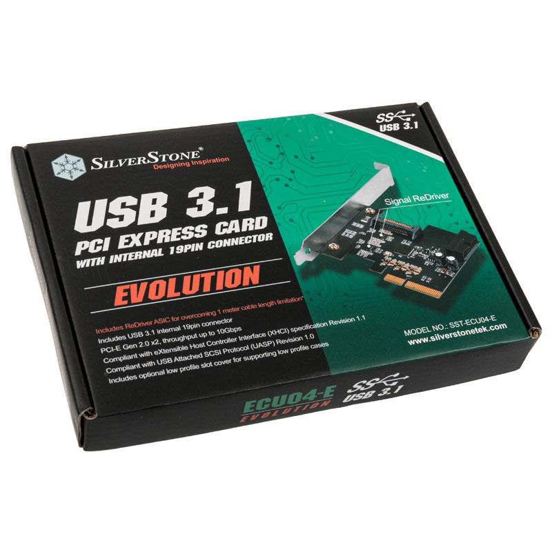 Silverstone SST-ECU04-E - PCI-E expansion card, 1x internal USB 3.1 19-pin connector, LP