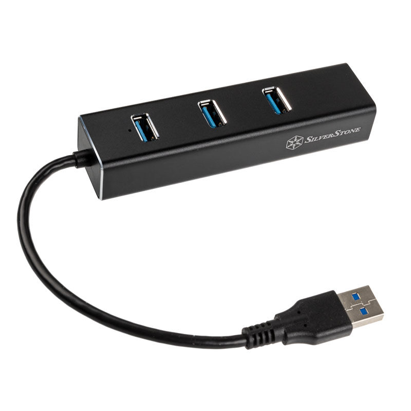 Silverstone SST-EP04 3-Port USB 3.0 Hub with Gigabit Ethernet - Black