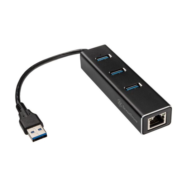 Silverstone SST-EP04 3-Port USB 3.0 Hub with Gigabit Ethernet – Black