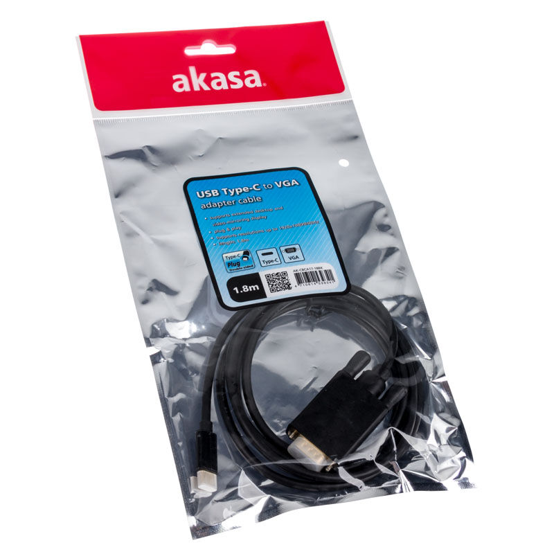 Akasa Type C adapter cable to VGA - black