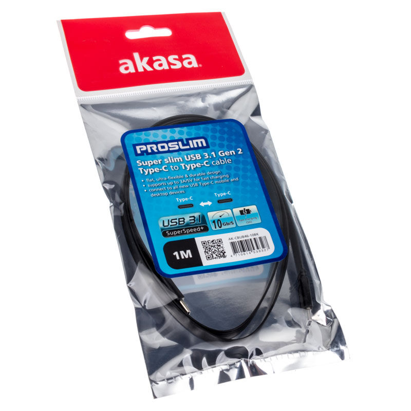 Akasa Type C to Type C Adapter Cable PROSLIM - black : image 3