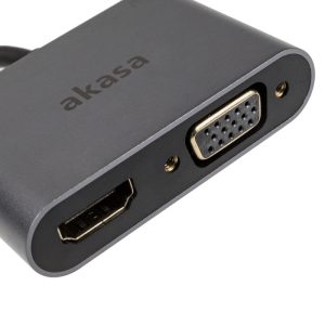 Akasa USB Type C 2-in-1 display adapter - silver
