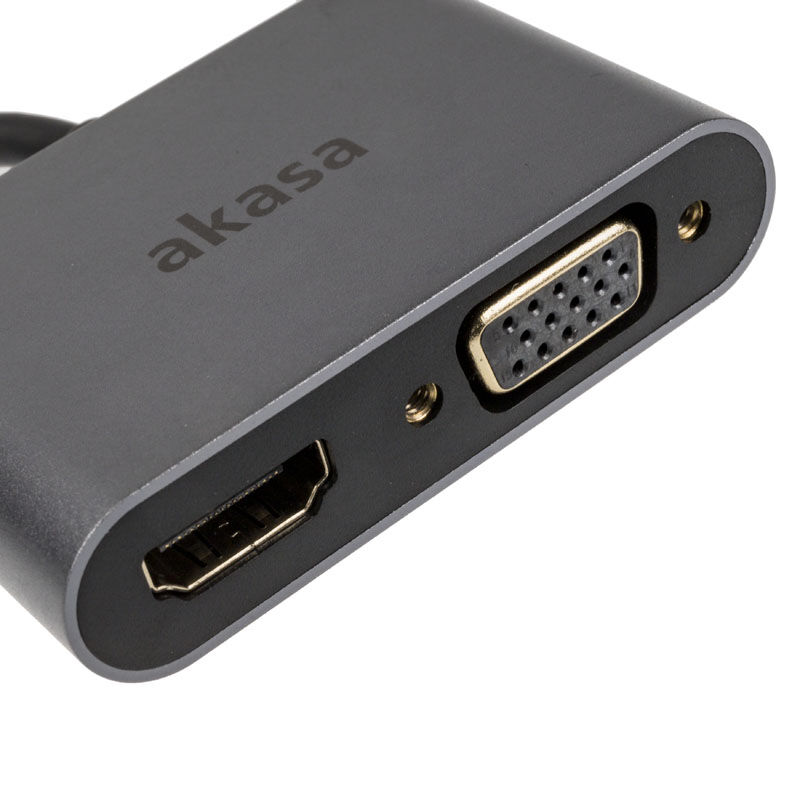 Akasa USB Type C 2-in-1 display adapter - silver