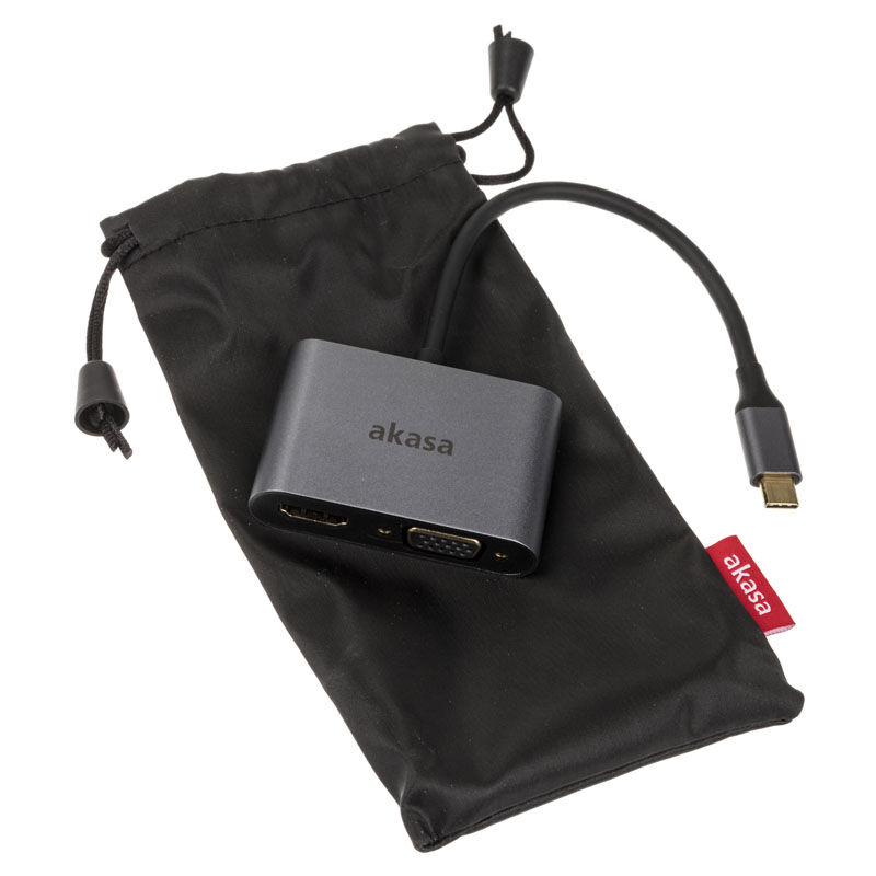 Akasa USB Type C 2-in-1 display adapter - silver