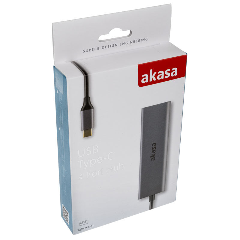 Akasa USB Type C - 4 x Type A - silver