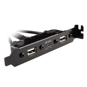 Akasa Internal USB 3.0 / 2.0 to external USB-C and 2x USB 2.0 Type-A adapter cables - 40cm, black