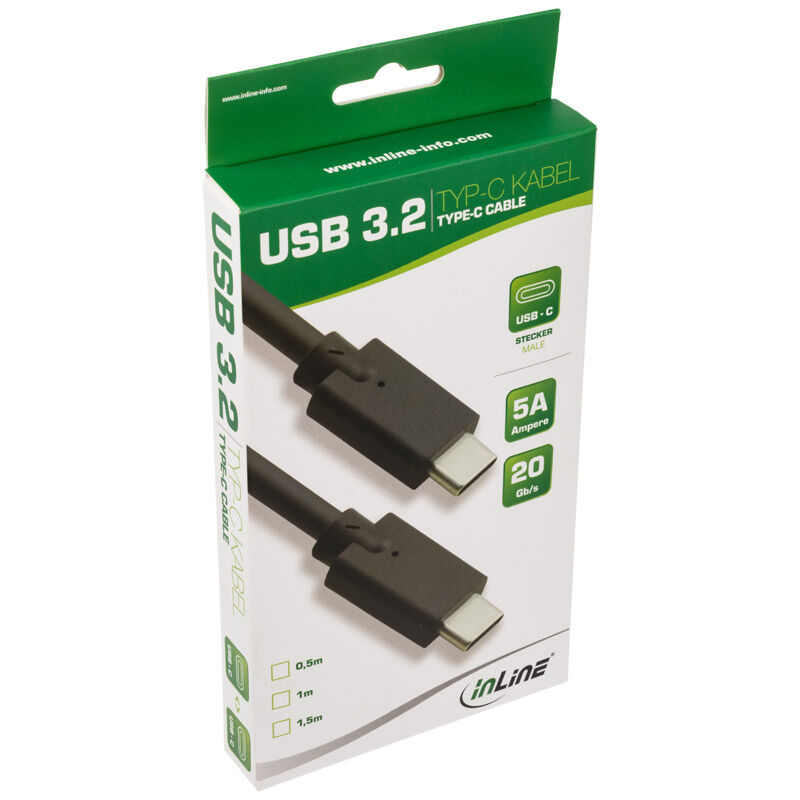 InLine USB 3.2 Gen.2 cable, USB Type-C male / male, 0.5m - black : image 3