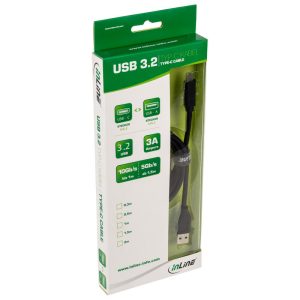 InLine USB 3.2 Gen.2 cable, type C to A male / male, 1.5m - black : image 3