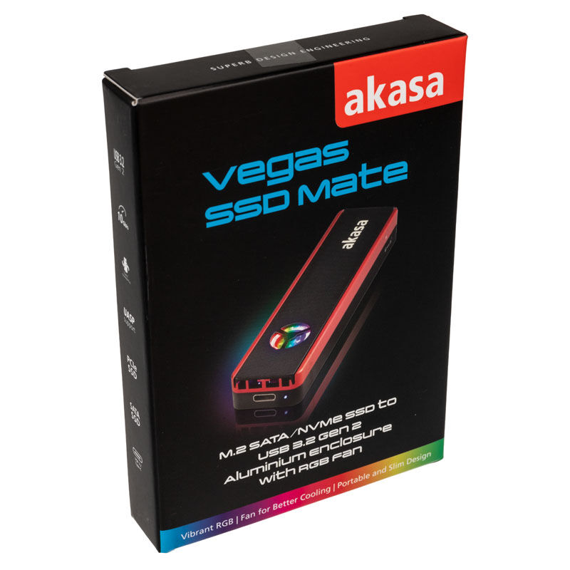 Akasa Vegas SSD Mate, M.2 SATA / NVMe SSD to USB3.2 Gen2