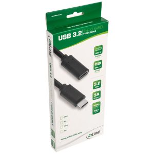 InLine USB 3.2 extension cable, USB type C, black - 2m