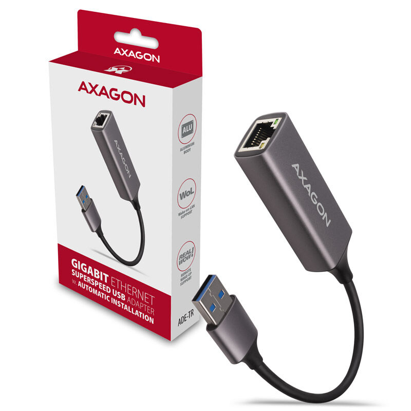 AXAGON ADE-TR Gigabit Ethernet 10/100/1000 Adapter - USB 3.1 Type A, titanium gray : image 2
